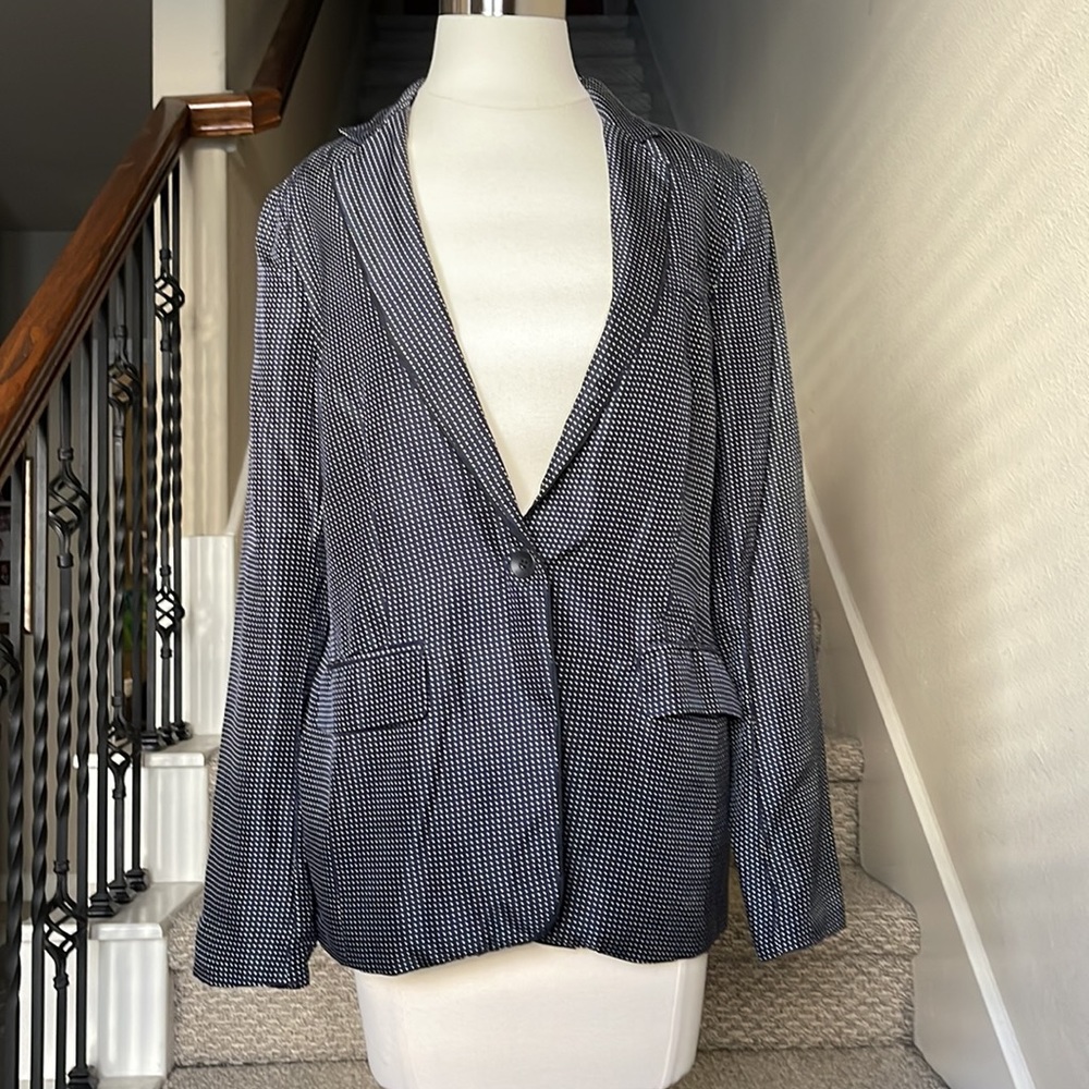 Rag and Bone Sz 6 Silk Black Polka Dot Blazer